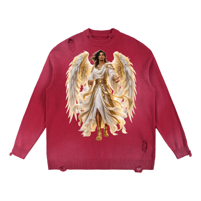 Jubilore "Gabriel" Sun Fade Distressed Ripped Crewneck sweater