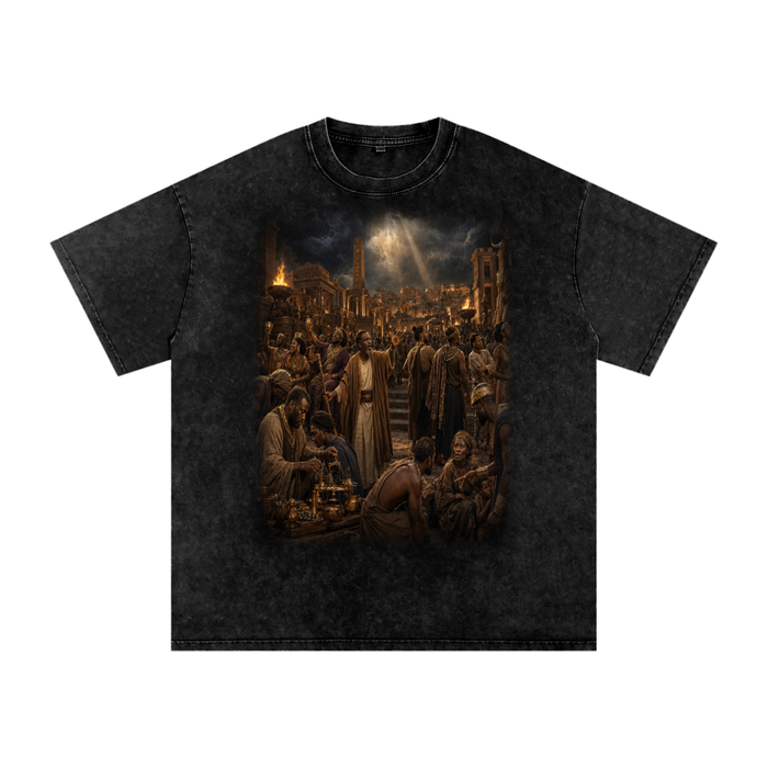 Jubilore "Sodom & Gomorrah" Snow Washed Oversized Cotton T-Shirt