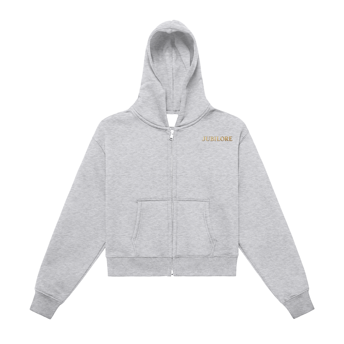Jubiloré Fleeced Zip-Up Cropped Hoodie