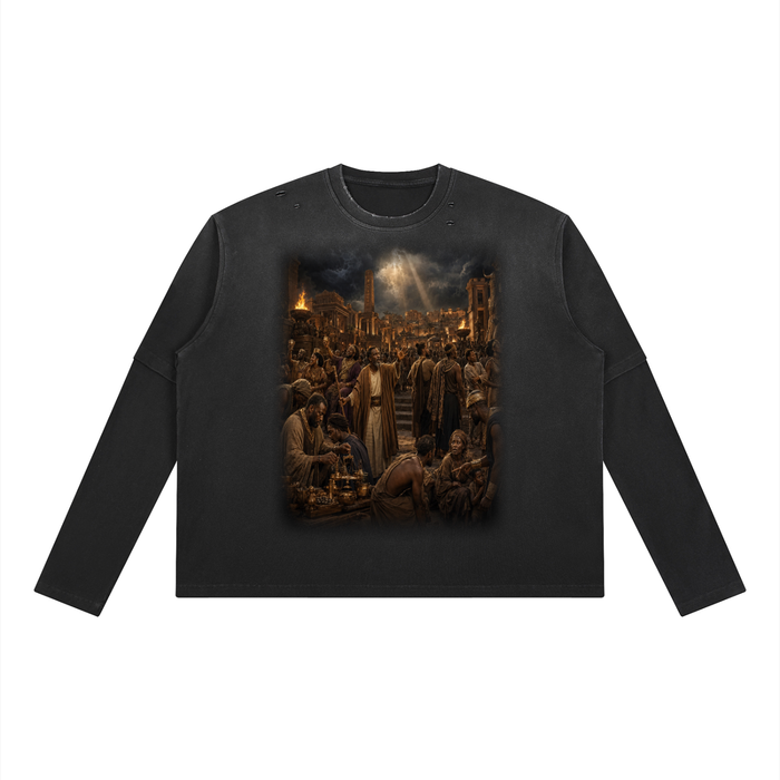 Jubilore "Sodom & Gomorrah" Unisex Vintage Wash Layered T-Shirt