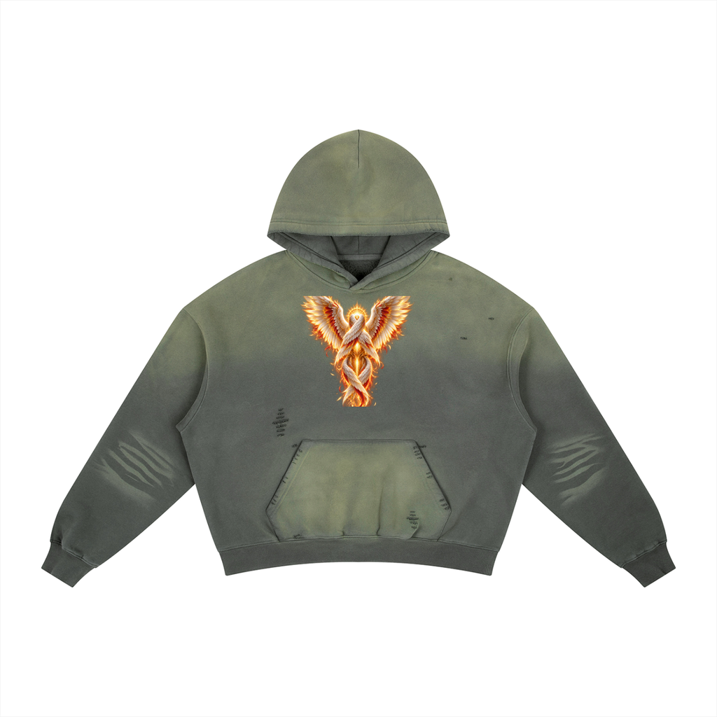 Jubilore Seraphim Frayed Sunfade Boxy Fleece Hoodie