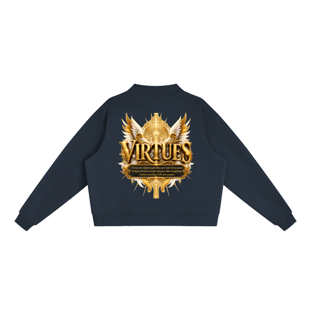Jubiloré "Virtues" Essential Fleece Mock-Neck Crew Sweatshirt