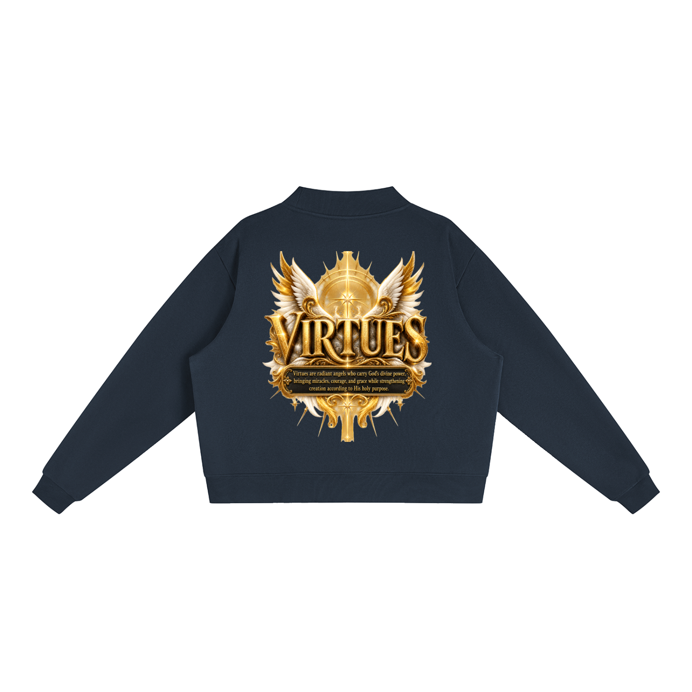 Jubiloré "Virtues" Essential Fleece Mock-Neck Crew Sweatshirt