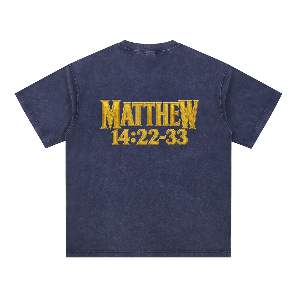 Jubilore "Jesus Walks On Water" Snow Washed V-Neck Cotton T-Shirt