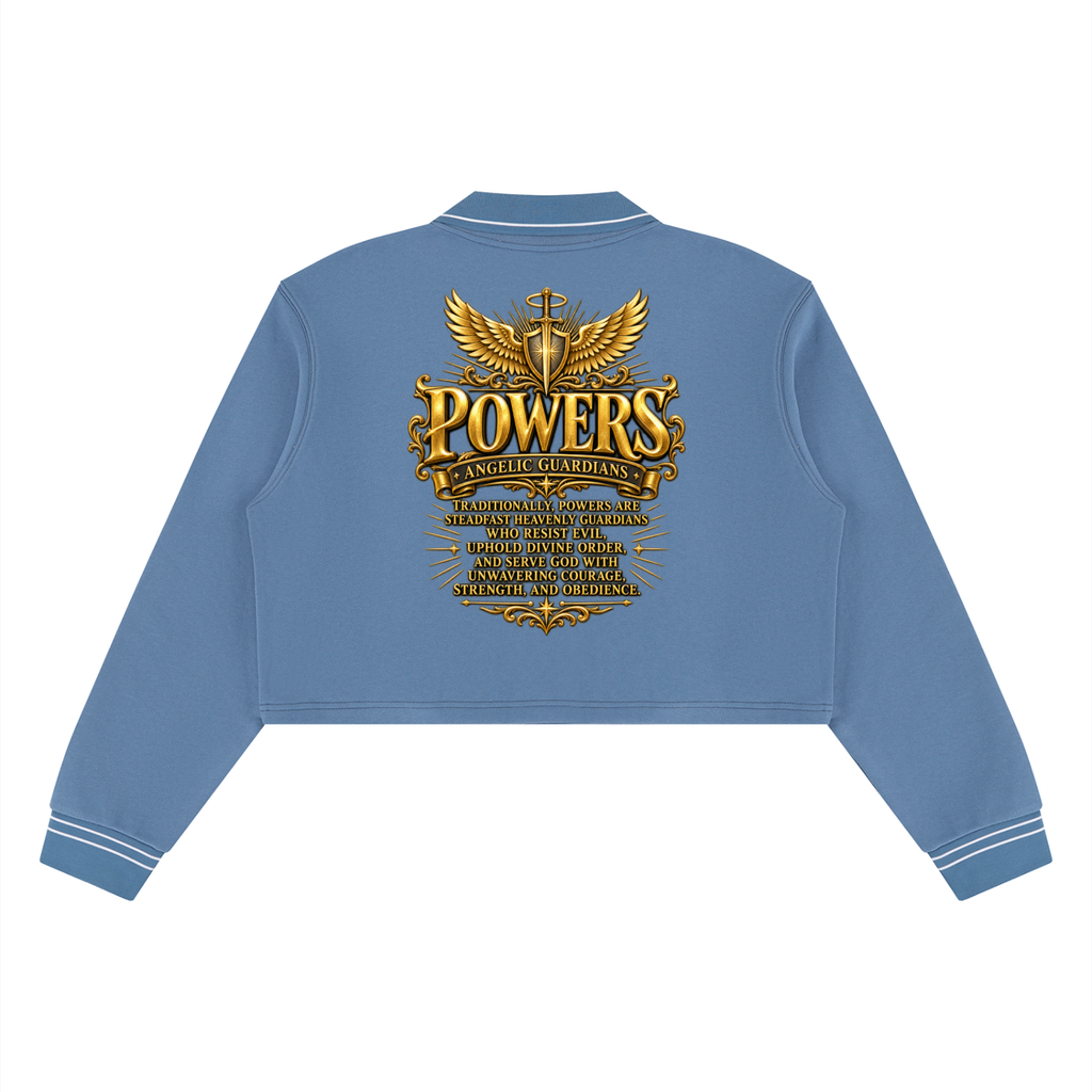 Jubiloré "Powers" Women’s Crop Collared Sweatshirt
