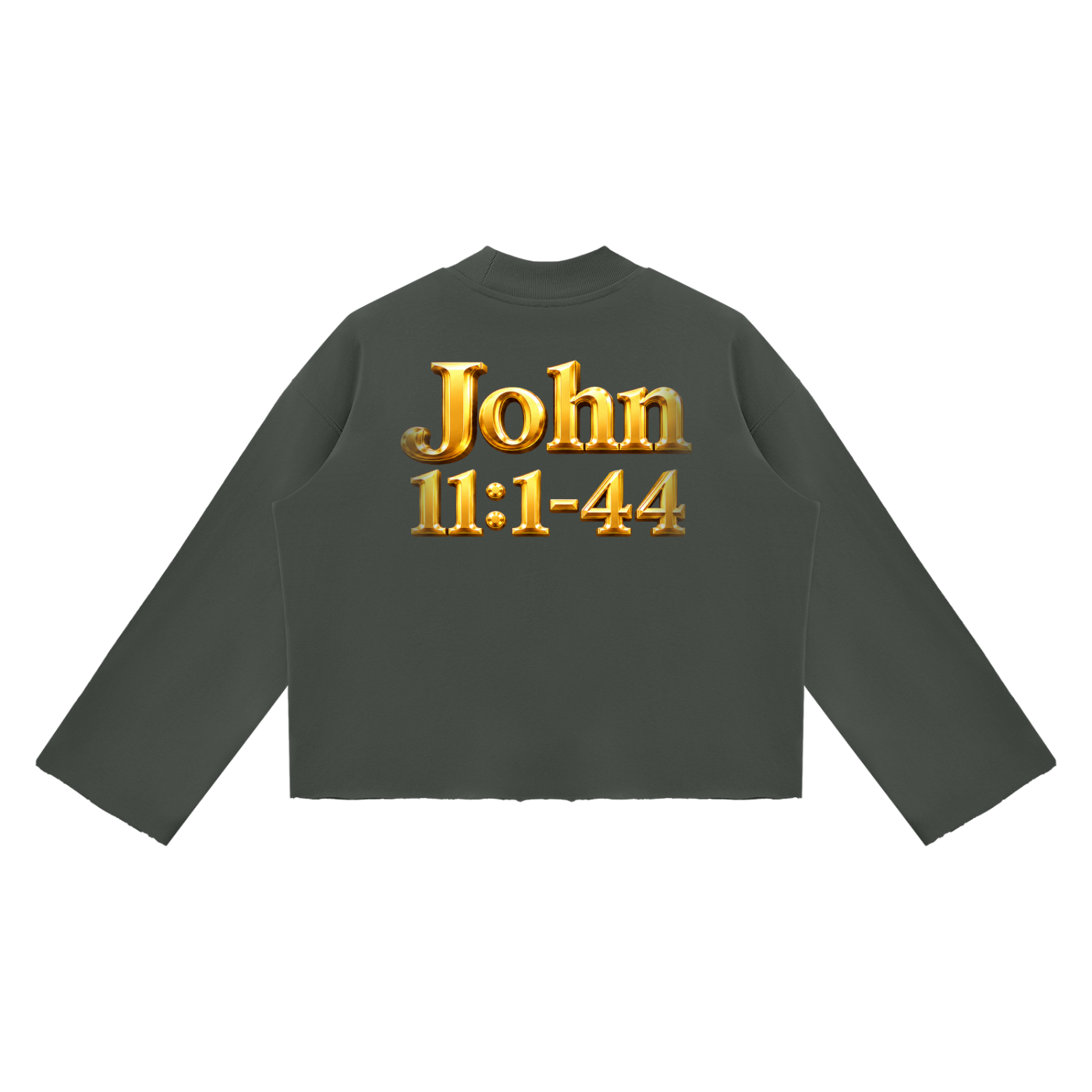 Jubiloré “Jesus Resurrects Lazarus” Unisex Mock Neck Raw Edge Boxy Sweatshirt