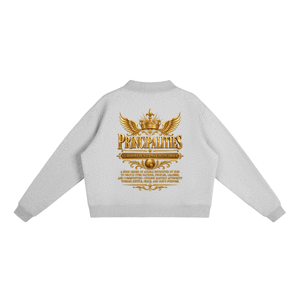 Jubiloré "Principalities" Essential Fleece Mock-Neck Crew Sweatshirt