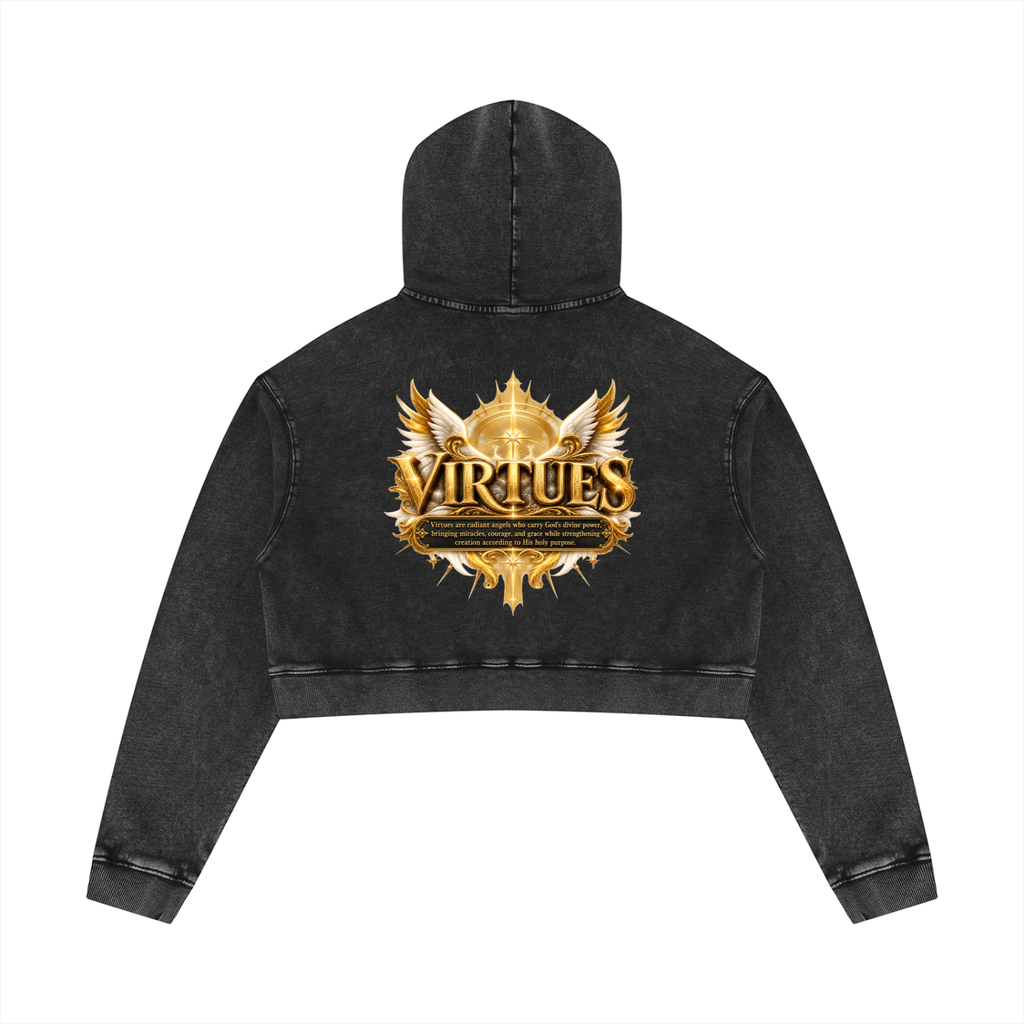 Jubiloré "Virtues" Women’s Mineral Washed Crop Hoodie