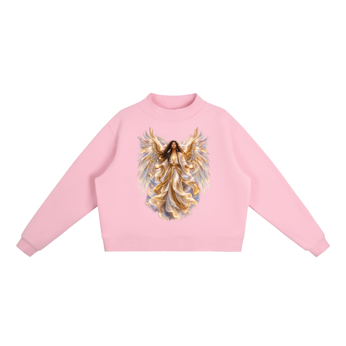 Jubiloré "Virtues" Essential Fleece Mock-Neck Crew Sweatshirt