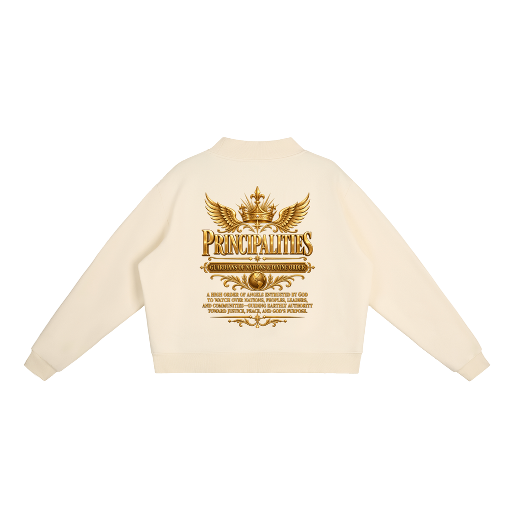 Jubiloré "Principalities" Essential Fleece Mock-Neck Crew Sweatshirt
