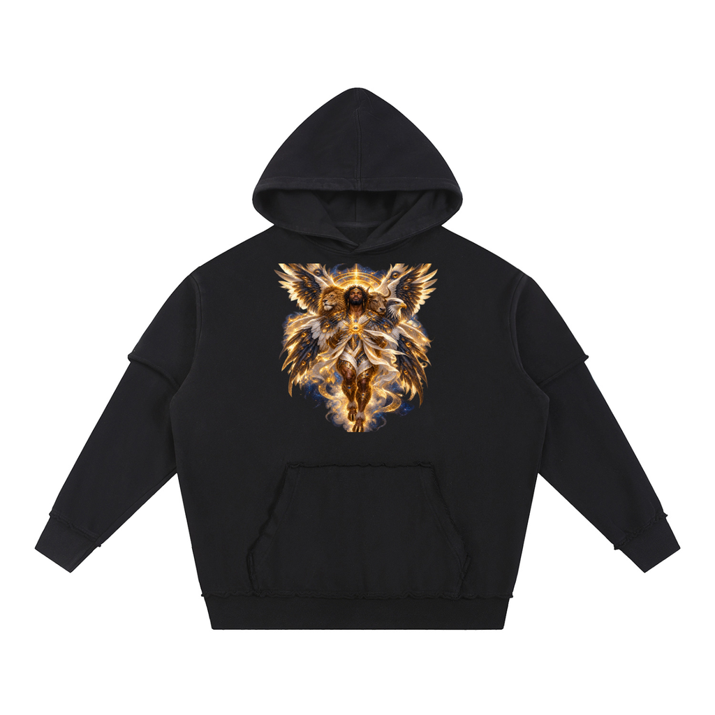 Jubilore Cherubim Snow Washed Raw Edge Double Layered Hoodie