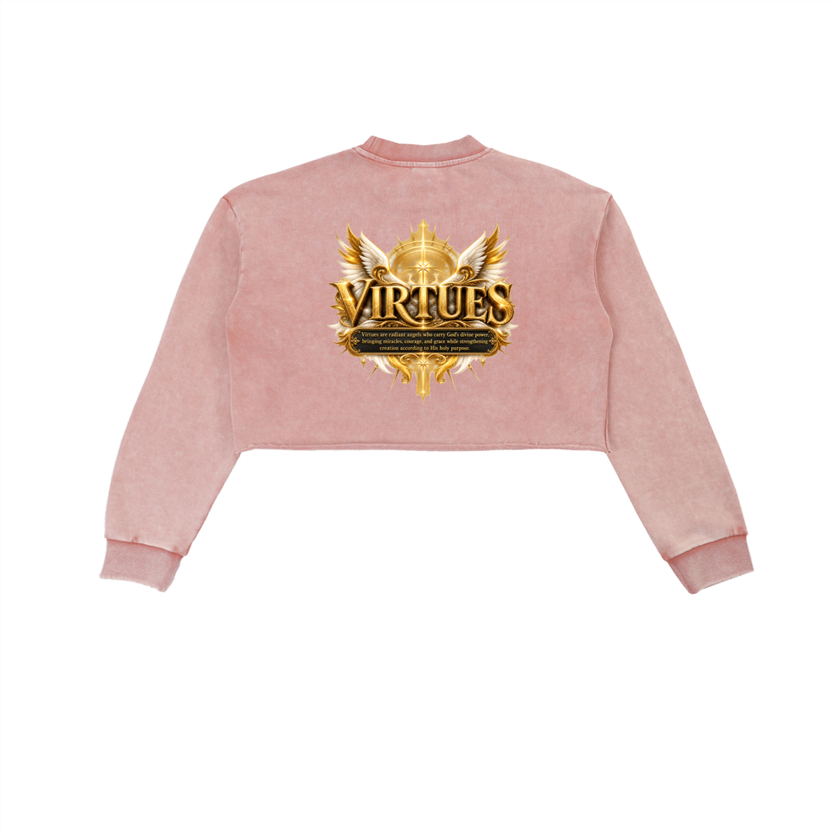 Jubiloré "Virtues" Snow Washed Raw Edge Cropped Sweatshirt