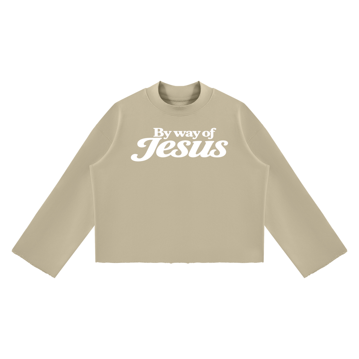 Jubilore Unisex Mock Neck Raw Edge Boxy Sweatshirt