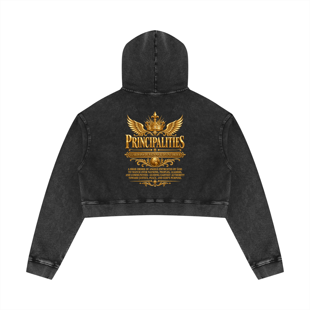 Jubiloré "Principalities" Women’s Mineral Washed Crop Hoodie