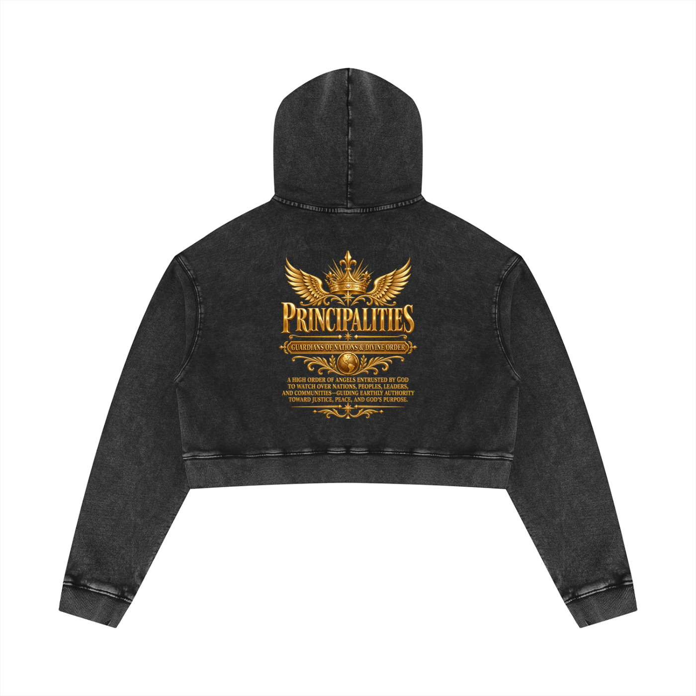 Jubiloré "Principalities" Women’s Mineral Washed Crop Hoodie