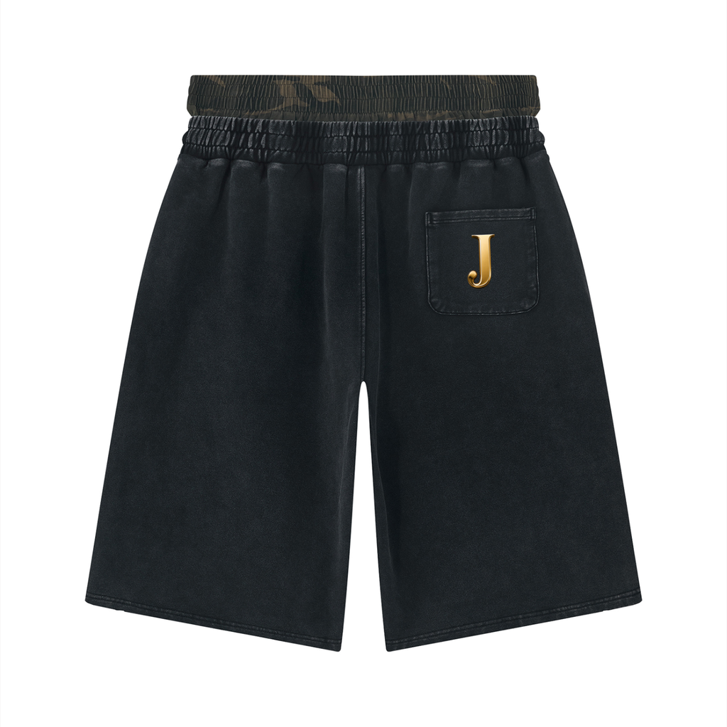 Jubilore Unisex Vintage Wash Distressed Wide Leg Shorts