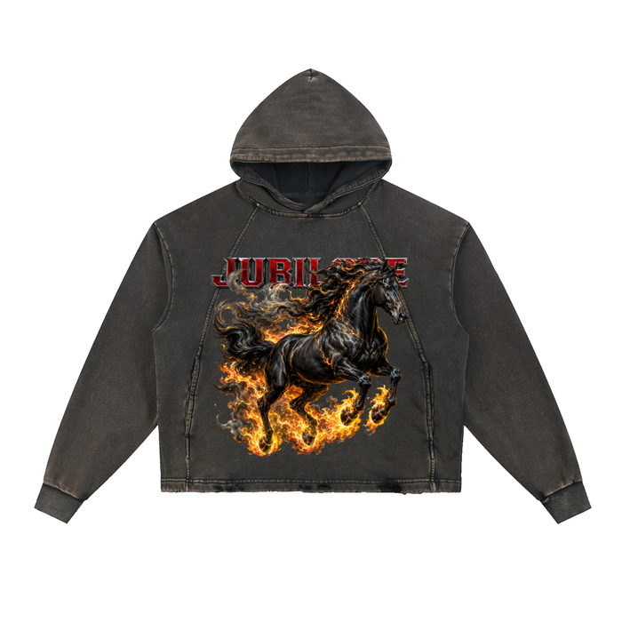 Jubilore Darkhorse Vintage Washed Frayed-Hem Hoodie