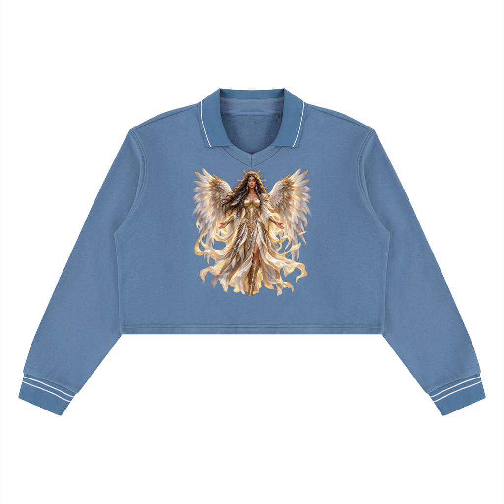 Jubiloré "Powers" Women’s Crop Collared Sweatshirt