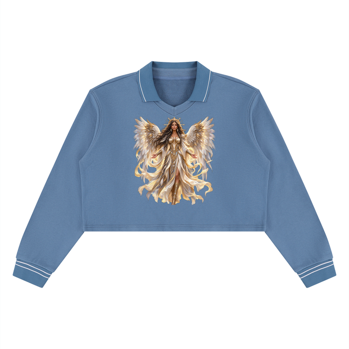 Jubiloré "Powers" Women’s Crop Collared Sweatshirt