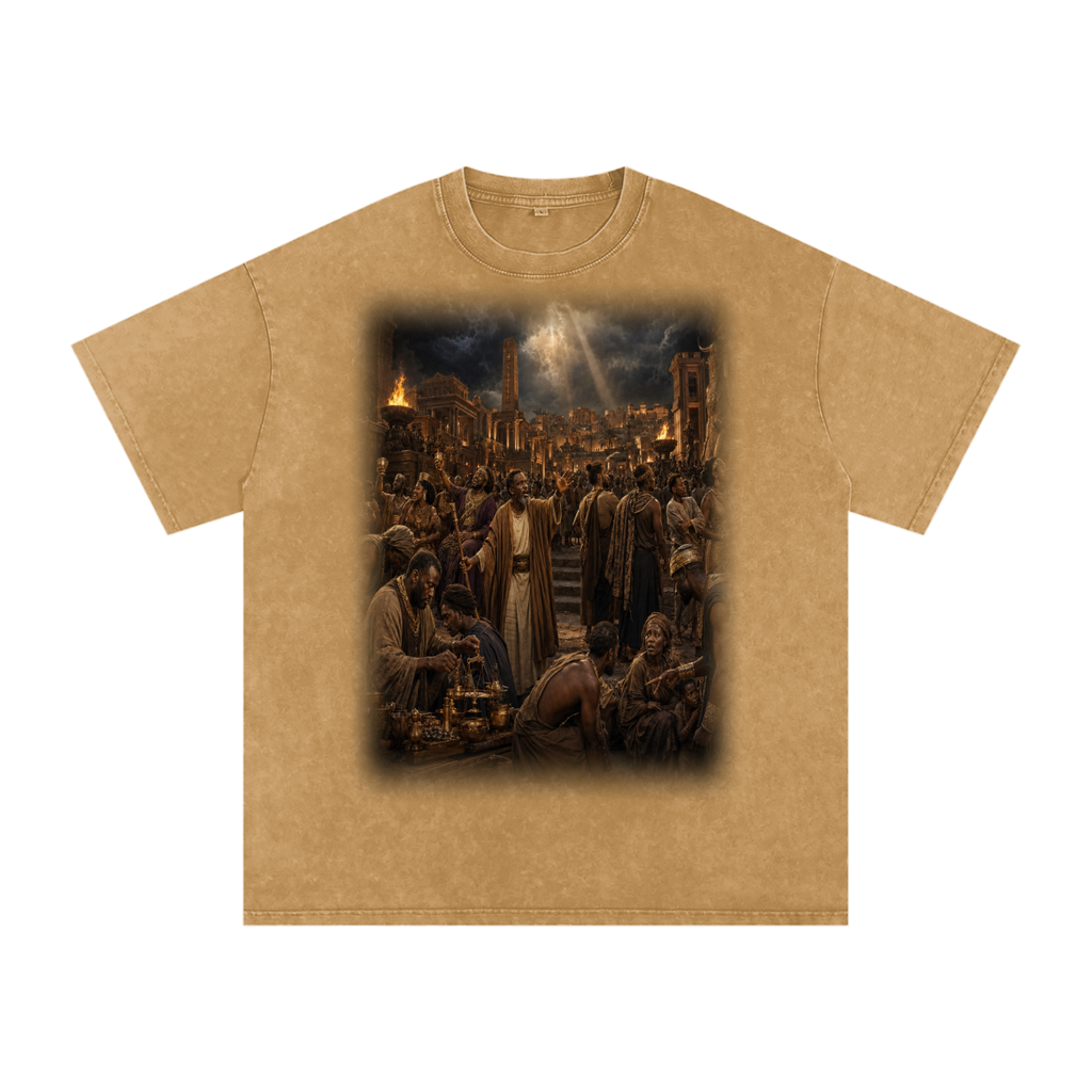 Jubilore "Sodom & Gomorrah" Snow Washed Oversized Cotton T-Shirt
