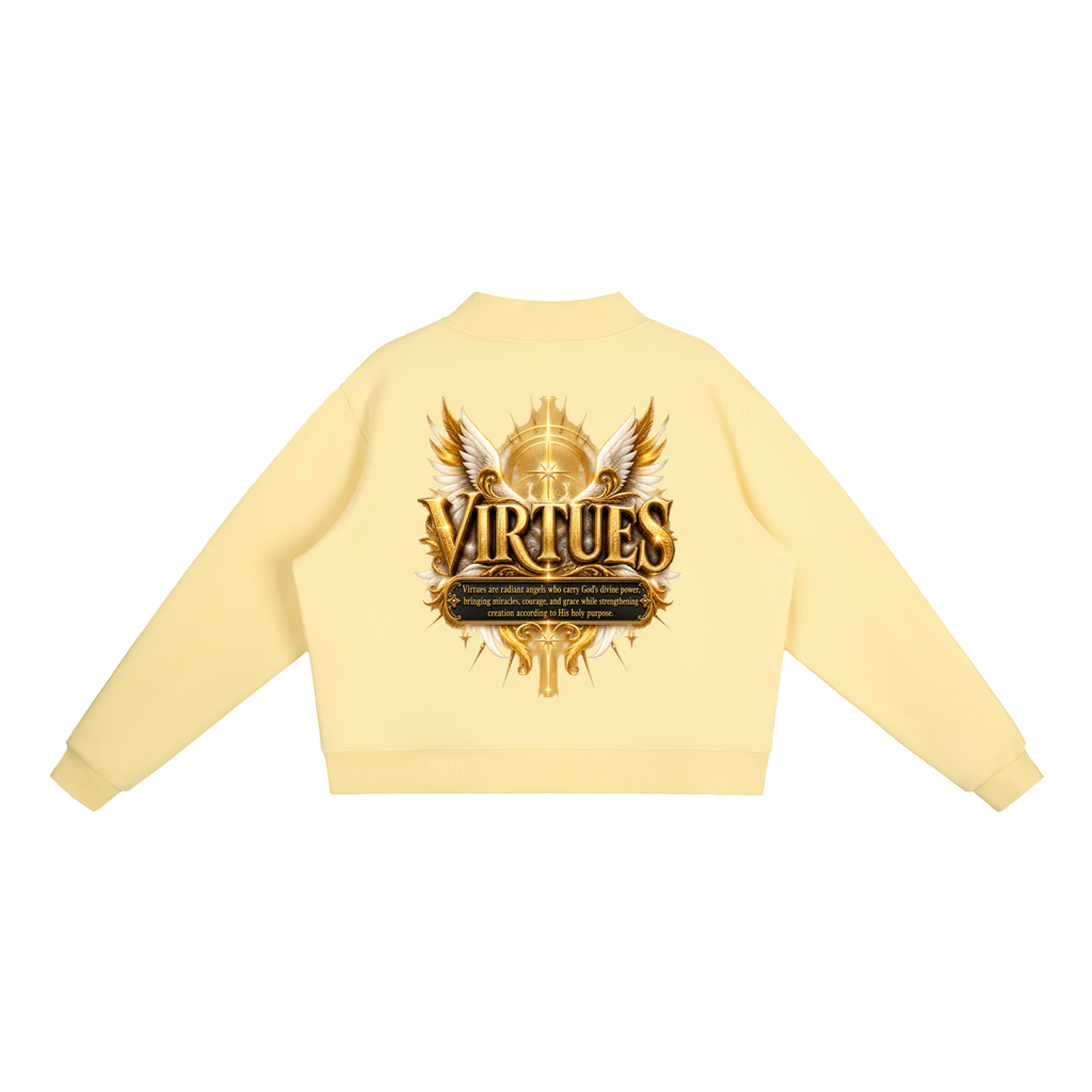 Jubiloré "Virtues" Essential Fleece Mock-Neck Crew Sweatshirt
