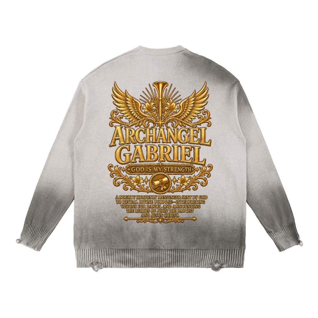 Jubilore "Gabriel" Sun Fade Distressed Ripped Crewneck sweater