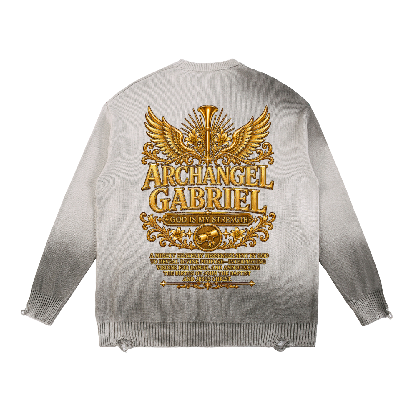 Jubilore "Gabriel" Sun Fade Distressed Ripped Crewneck sweater