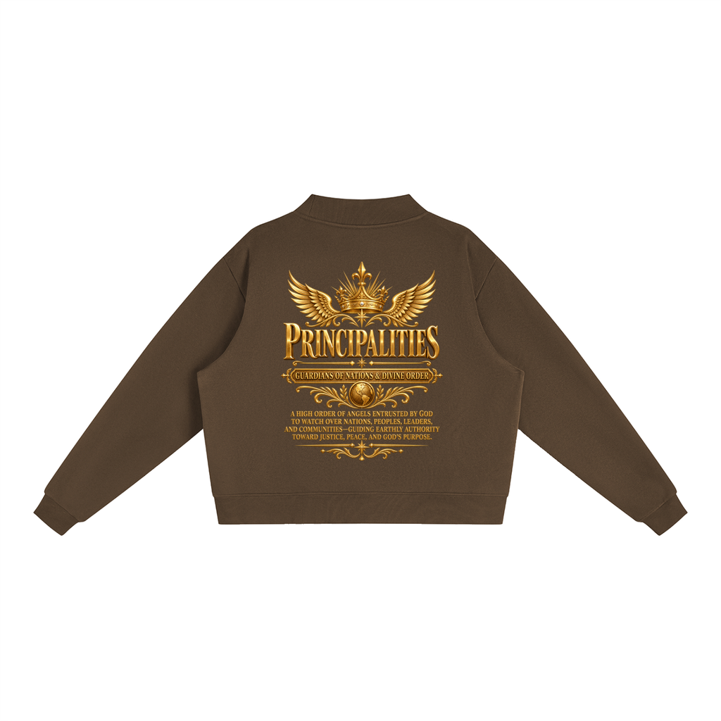 Jubiloré "Principalities" Essential Fleece Mock-Neck Crew Sweatshirt