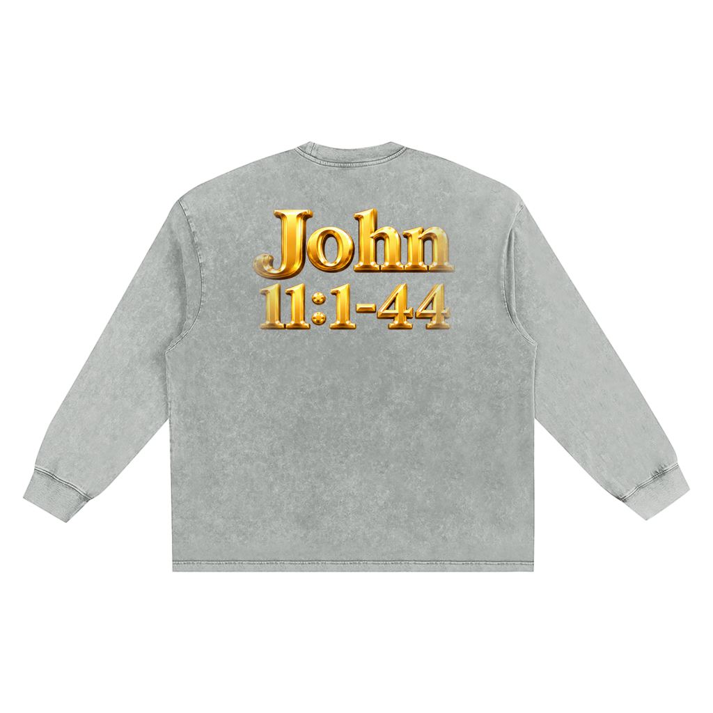Jubilore "Jesus Resurrects Lazarus" Snow Washed Frayed Edge T-Shirt