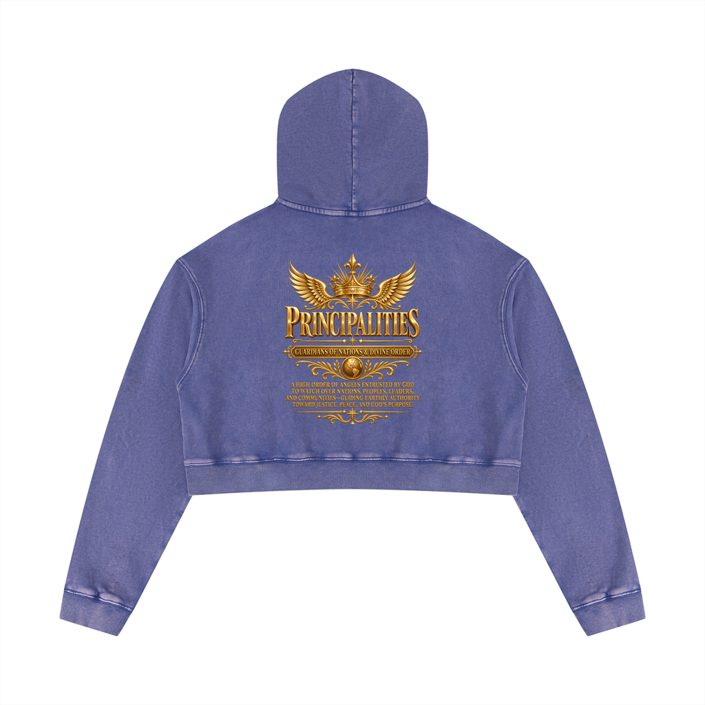Jubiloré "Principalities" Women’s Mineral Washed Crop Hoodie