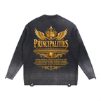 Jubilore "Principalities" Sun Fade Distressed Ripped Crewneck sweater