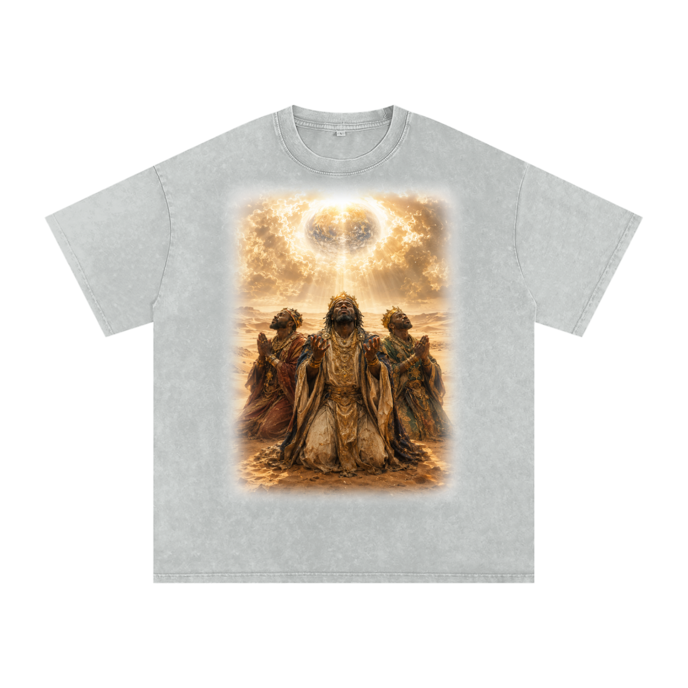 Jubilore "Three Wise Men" Snow Washed Oversized Cotton T-Shirt