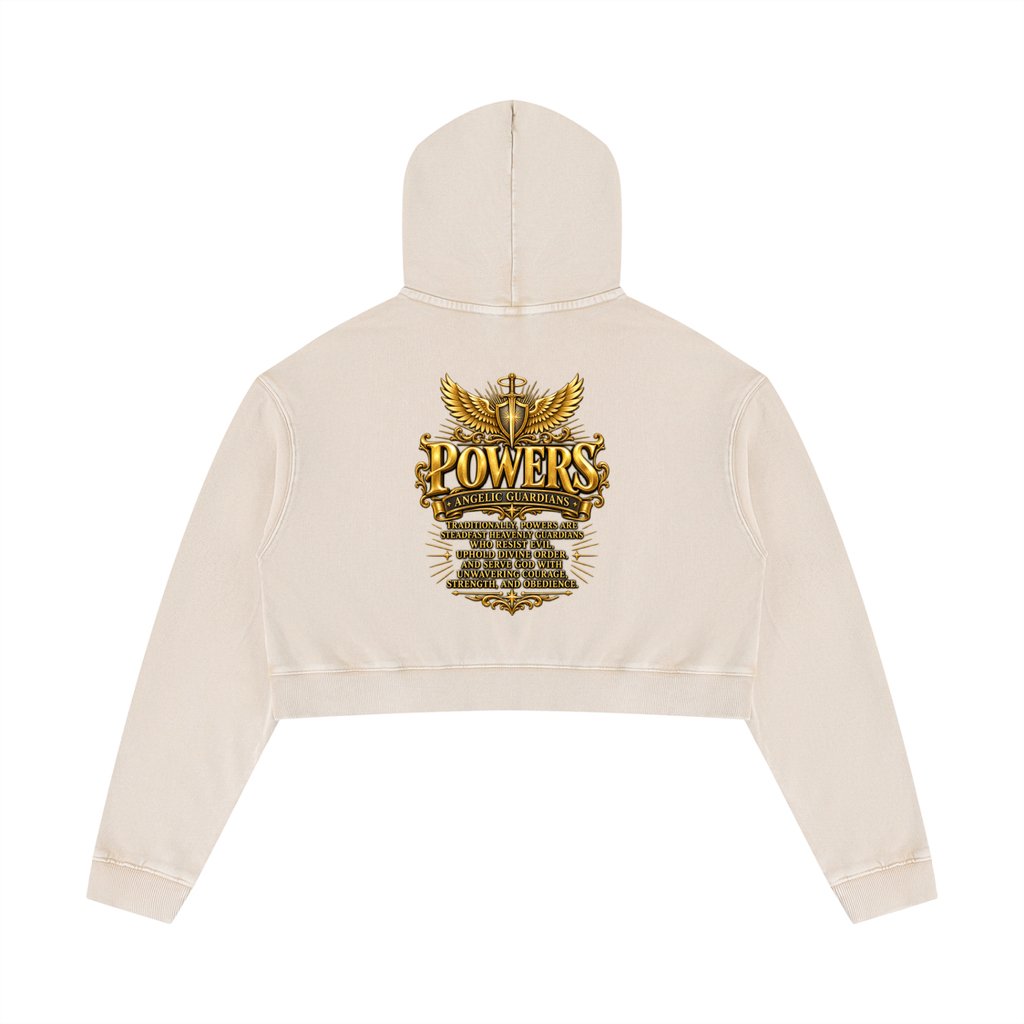 Jubiloré "Powers" Women’s Mineral Washed Crop Hoodie