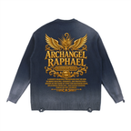 Jubilore "Raphael" Sun Fade Distressed Ripped Crewneck sweater