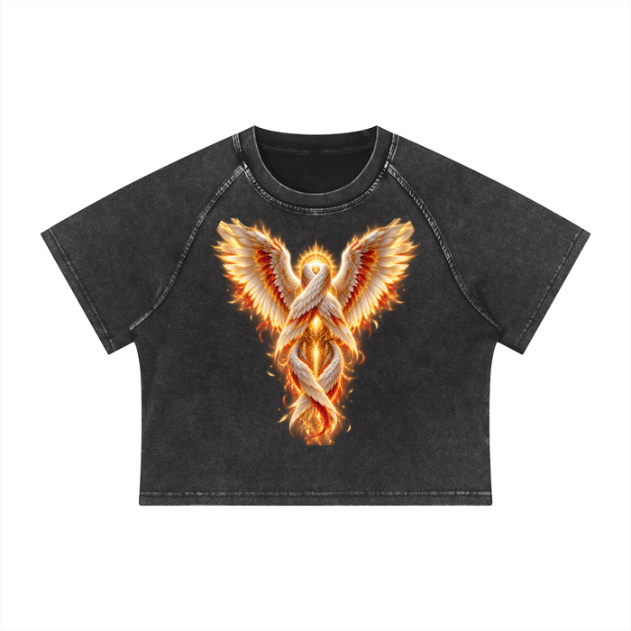 Jubilore "Seraphim" Women's Mineral Wash Raglan Crop T-Shirt
