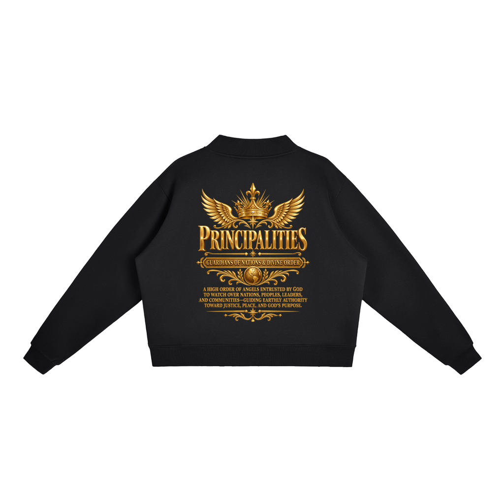 Jubiloré "Principalities" Essential Fleece Mock-Neck Crew Sweatshirt