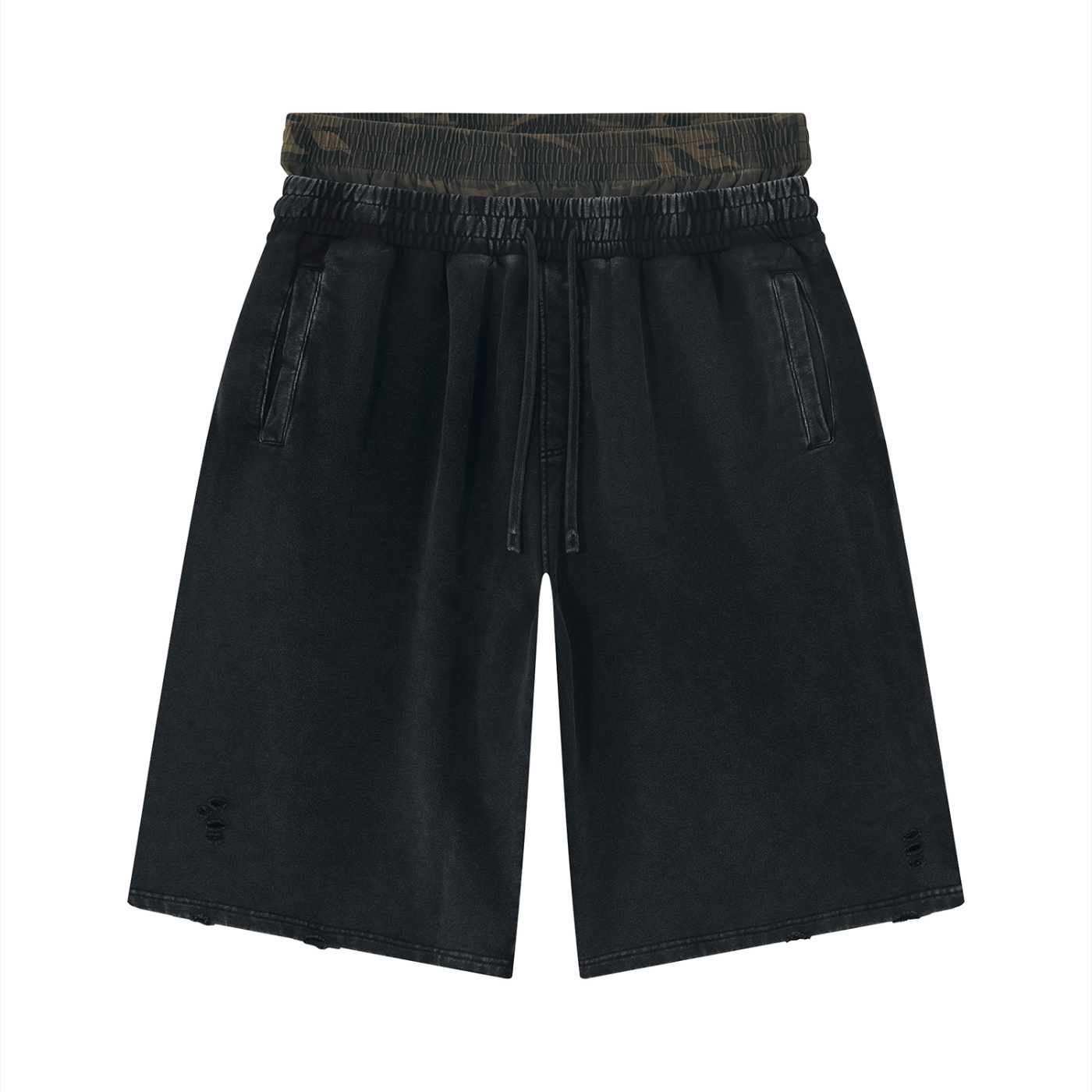 Jubilore Unisex Vintage Wash Distressed Wide Leg Shorts