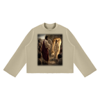 Jubiloré “Jesus Resurrects Lazarus” Unisex Mock Neck Raw Edge Boxy Sweatshirt