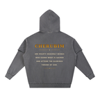 Jubilore Cherubim Snow Washed Raw Edge Double Layered Hoodie