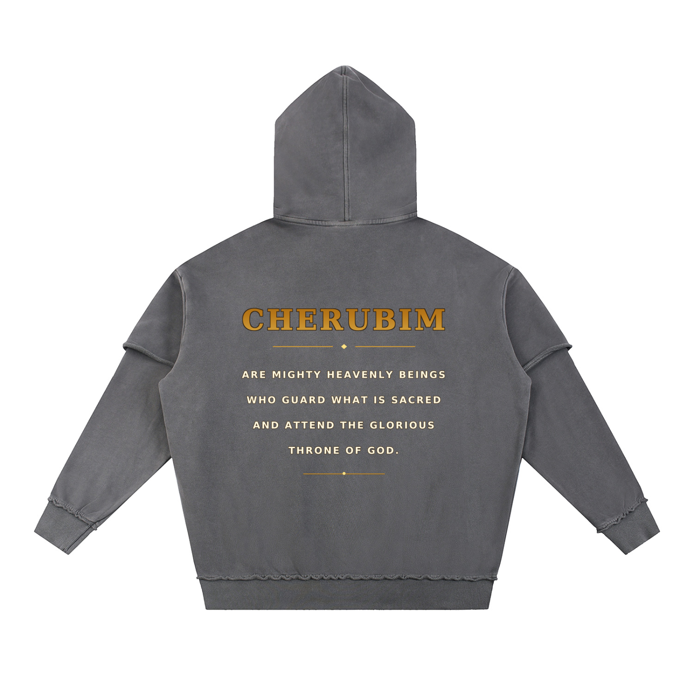 Jubilore Cherubim Snow Washed Raw Edge Double Layered Hoodie