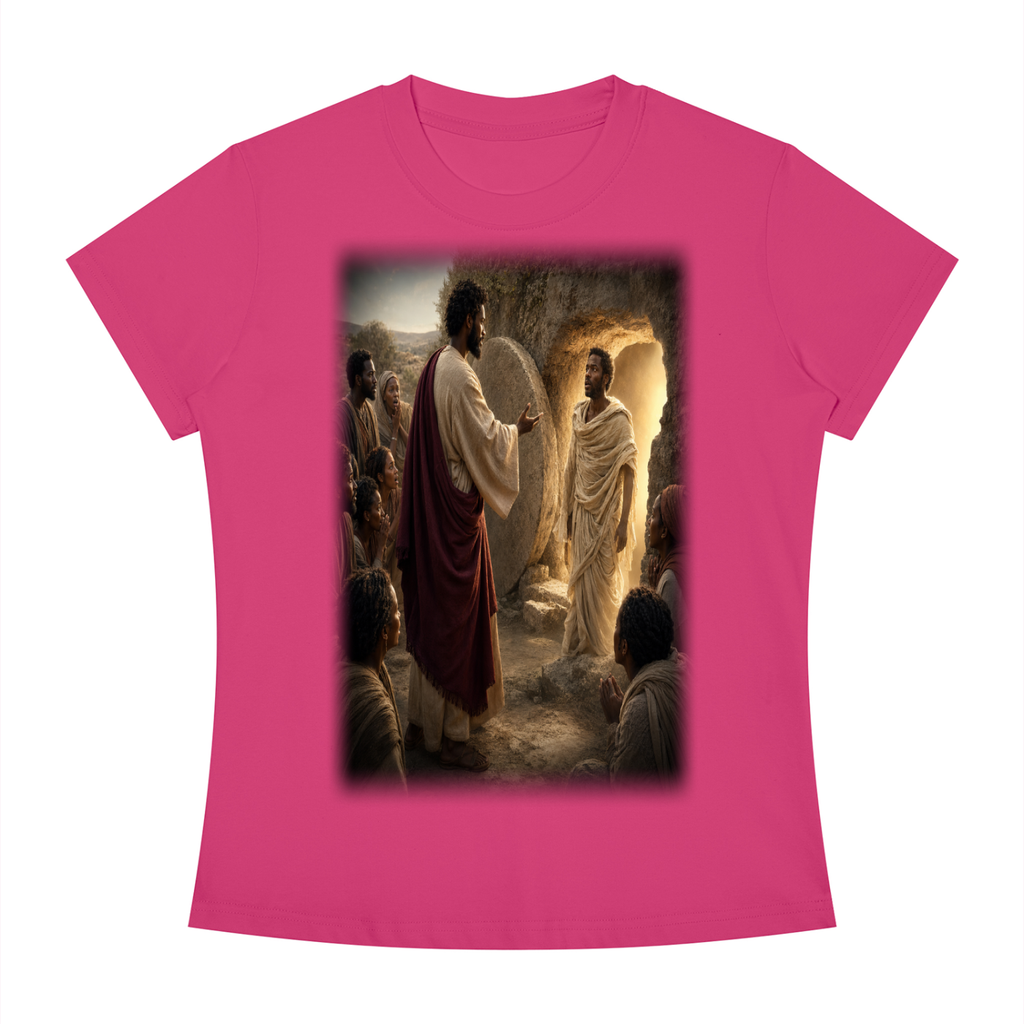 Jubiloré “Jesus Resurrects Lazarus” Women's Slim Fit Crewneck T-Shirt