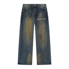 Jubilore Men's Vintage Wash Wide Leg Denim Jeans