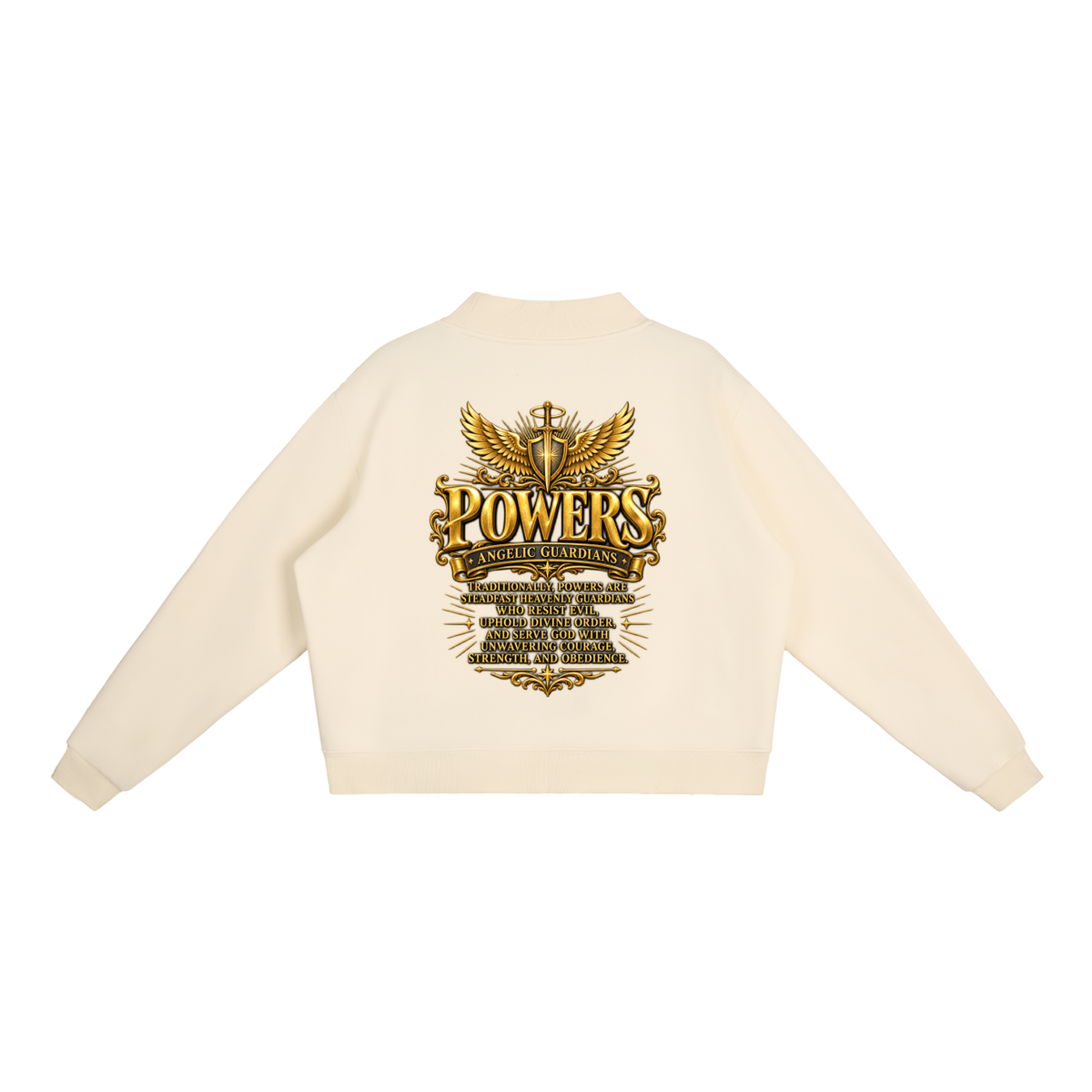 Jubiloré "Powers" Essential Fleece Mock-Neck Crew Sweatshirt