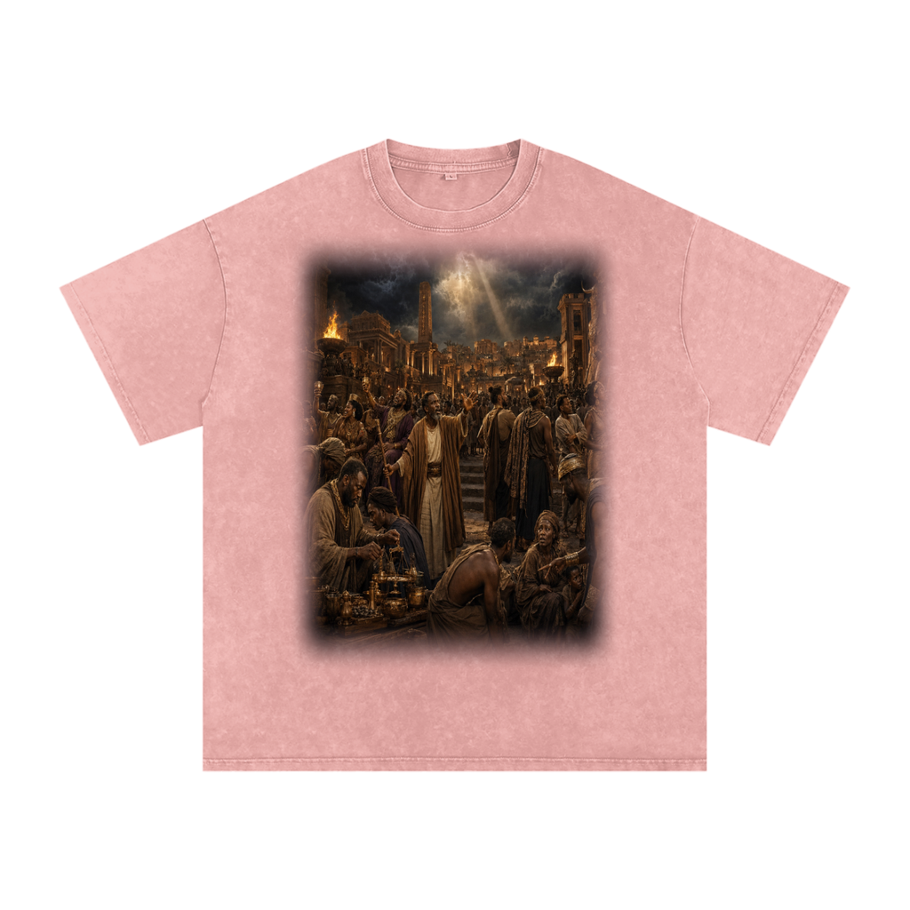 Jubilore "Sodom & Gomorrah" Snow Washed Oversized Cotton T-Shirt