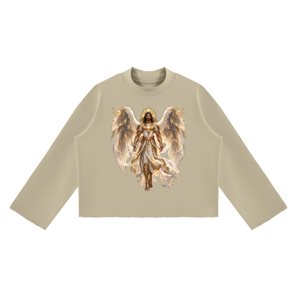 Jubilore "Powers" Unisex Mock Neck Raw Edge Boxy Sweatshirt