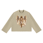 Jubilore "Powers" Unisex Mock Neck Raw Edge Boxy Sweatshirt