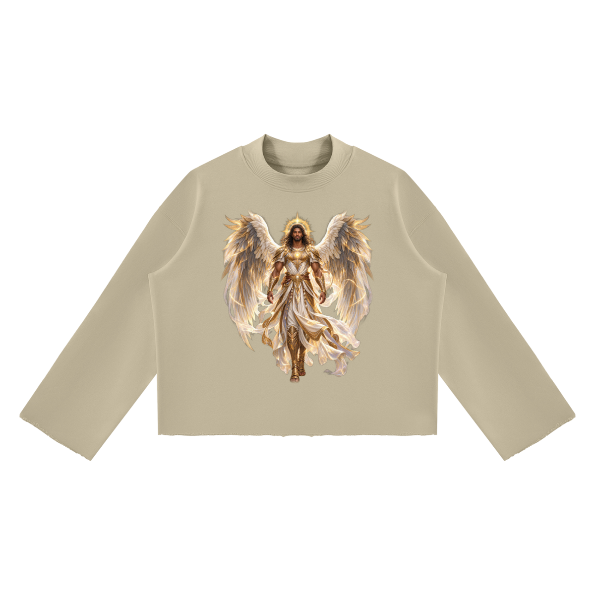 Jubilore "Powers" Unisex Mock Neck Raw Edge Boxy Sweatshirt