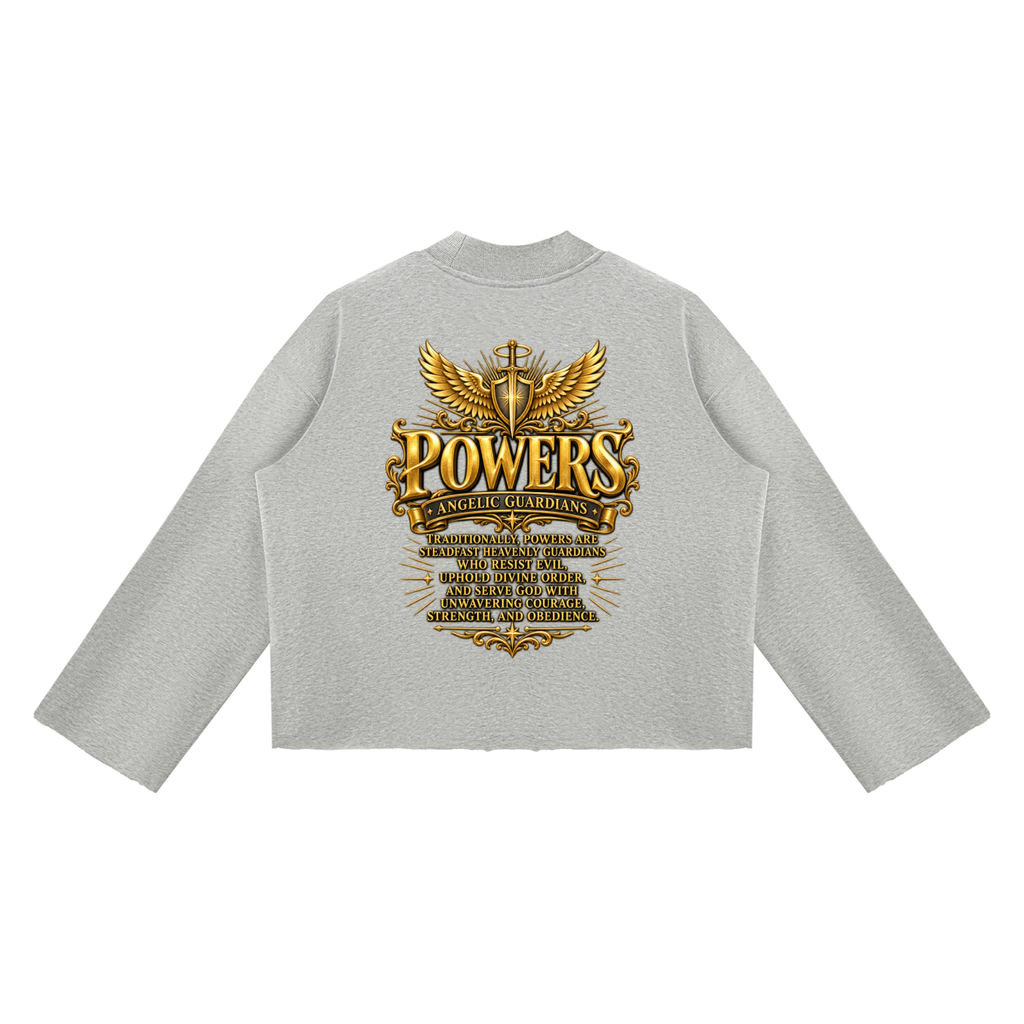 Jubilore "Powers" Unisex Mock Neck Raw Edge Boxy Sweatshirt