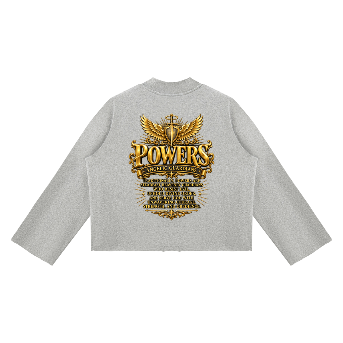 Jubilore "Powers" Unisex Mock Neck Raw Edge Boxy Sweatshirt