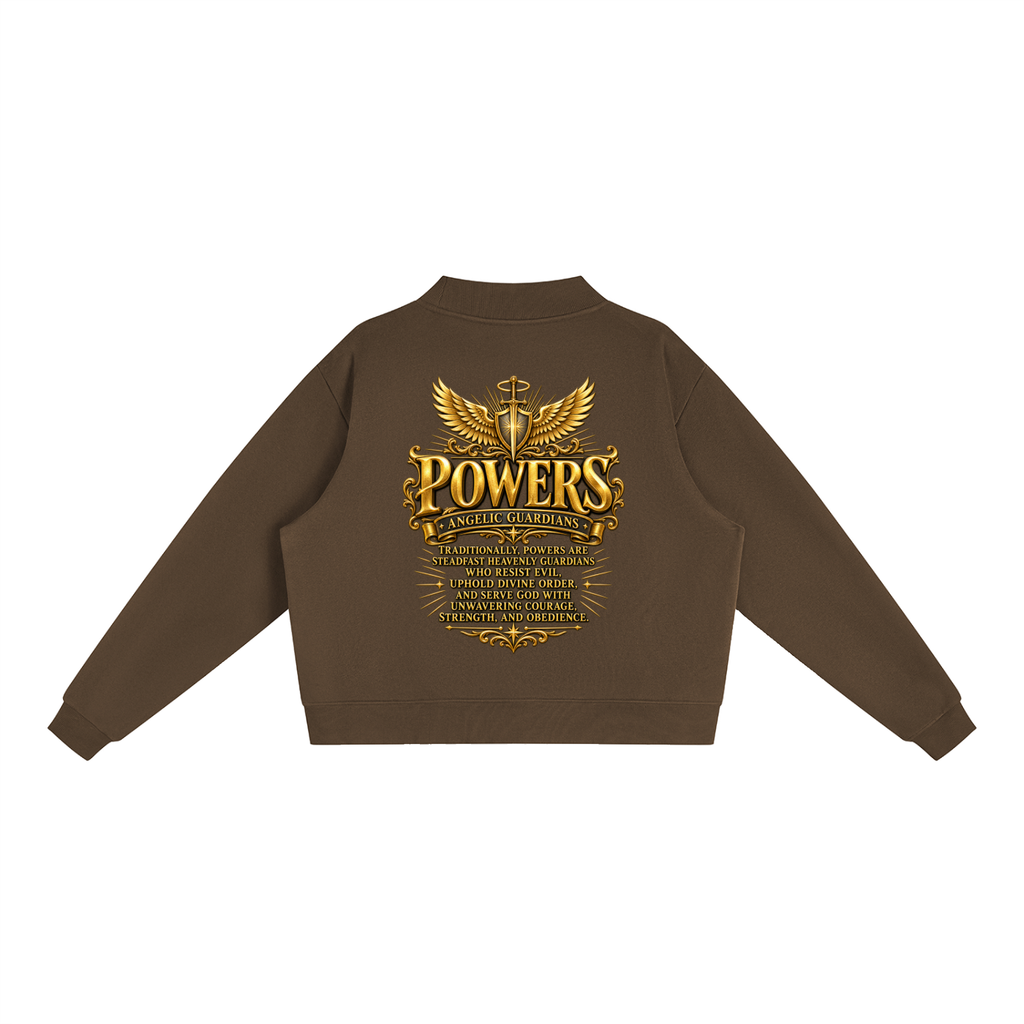 Jubiloré "Powers" Essential Fleece Mock-Neck Crew Sweatshirt